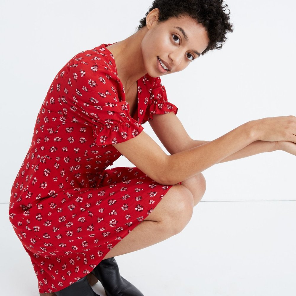 Madewell Red Floral Dress